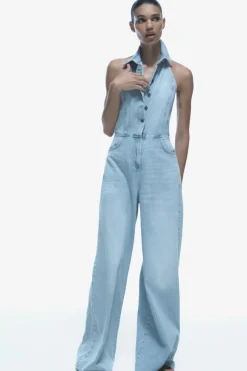 New MONO Z1975 DENIM HALTER Mujer Vestidos