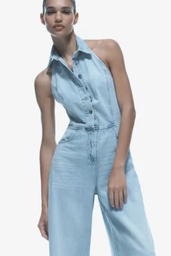 New MONO Z1975 DENIM HALTER Mujer Vestidos