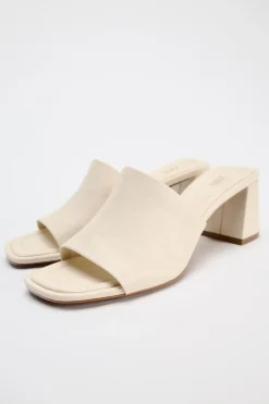 Hot MULE PIEL TACÓN ANCHO Mujer Zapatos