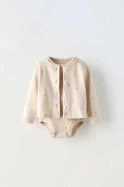 Niños ZARA 0 - 6 Meses·Bodies / Camisas|0 - 6 Meses·Homewear<PACK BODY Y CHAQUETA ESTAMPADO