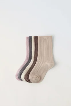 Niños ZARA 1½ - 6 Años·Ropa Interior / Calcetines|6 - 14 Años·Ropa Interior / Calcetines<PACK CINCO CALCETINES LARGOS ESTRUCTURA