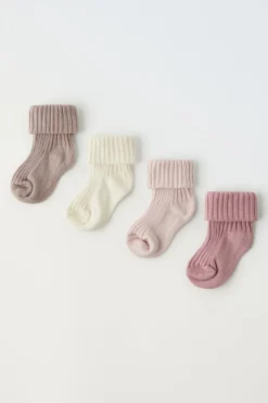 Niños ZARA 0 - 6 Meses·Ropa Interior / Pijamas|0 - 6 Meses·Básicos<PACK CUATRO CALCETINES COLORES