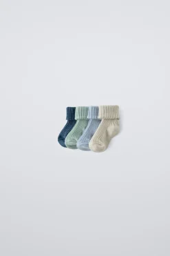 Niños ZARA 0 - 6 Meses·Ropa Interior / Pijamas|0 - 6 Meses·Básicos<PACK CUATRO CALCETINES COLORES
