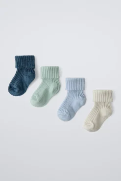 Niños ZARA 0 - 6 Meses·Ropa Interior / Pijamas|0 - 6 Meses·Básicos<PACK CUATRO CALCETINES COLORES