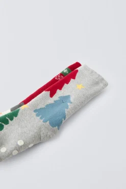Niños ZARA 1½ - 6 Años·Ropa Interior / Calcetines|1½ - 6 Años·Ropa Interior / Calcetines<PACK DOS CALCETINES ANTIDESLIZANTES ÁRBOLES Y MUÑECO DE NIEVE