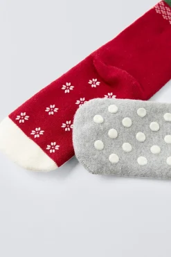 Niños ZARA 1½ - 6 Años·Ropa Interior / Calcetines|1½ - 6 Años·Ropa Interior / Calcetines<PACK DOS CALCETINES ANTIDESLIZANTES ÁRBOLES Y MUÑECO DE NIEVE