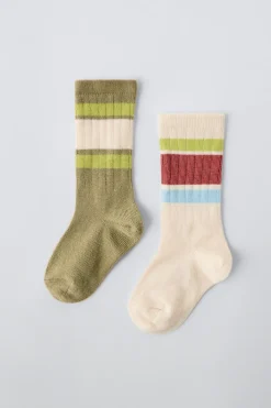 Niños ZARA 1½ - 6 Años·Ropa Interior / Calcetines|6 - 14 Años·Ropa Interior / Calcetines<PACK DOS CALCETINES LARGOS BANDAS