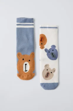 Niños ZARA 1½ - 6 Años·Ropa Interior / Calcetines|1½ - 6 Años·Ropa Interior / Calcetines<PACK DOS CALCETINES OSO ANTIDESLIZANTES