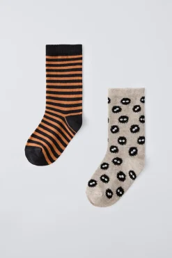Niños ZARA 1½ - 6 Años·Ropa Interior / Calcetines|6 - 14 Años·Ropa Interior / Calcetines<PACK DOS CALCETINES RAYAS Y ARAÑAS