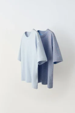 Niños ZARA 6 - 14 Años·Camisetas<PACK DOS CAMISETAS LISAS Y RAYAS