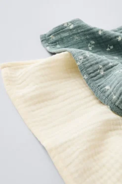 Niños ZARA 0 - 6 Meses·Básicos|6 - 18 Meses·Accesorios / Calcetines<PACK DOS MUSELINAS HOJITAS