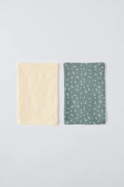 Niños ZARA 0 - 6 Meses·Básicos|6 - 18 Meses·Accesorios / Calcetines<PACK DOS MUSELINAS HOJITAS