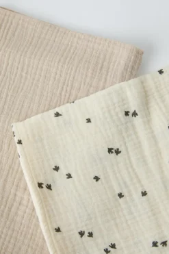 Niños ZARA 0 - 6 Meses·Básicos|6 - 18 Meses·Conjuntos<PACK DOS MUSELINAS LISA Y ESTAMPADA