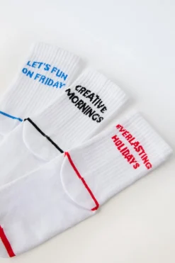 Niños ZARA 1½ - 6 Años·Ropa Interior / Calcetines|6 - 14 Años·Ropa Interior / Calcetines<PACK TRES CALCETINES DEPORTIVOS TEXTO