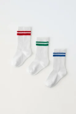 Niños ZARA 1½ - 6 Años·Ropa Interior / Calcetines|6 - 14 Años·Deporte / Jogging<PACK TRES CALCETINES LARGOS BANDAS DEPORTIVAS
