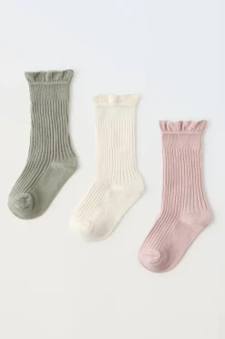 Niños ZARA 1½ - 6 Años·Ropa Interior / Calcetines|6 - 14 Años·Ropa Interior / Calcetines<PACK TRES CALCETINES RIB PUNTILLA