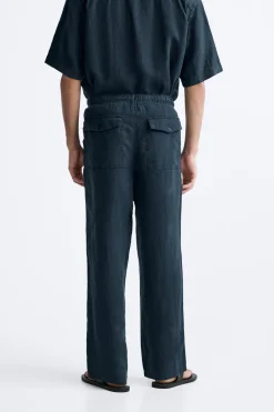 Fashion PANTALÓN 100% LINO Hombre Pantalones