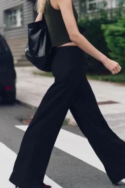 Outlet PANTALÓN ANCHO BAJO ABERTURAS Mujer Pantalones