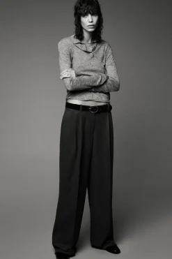 Discount PANTALÓN ANCHO CINTURÓN Mujer Pantalones