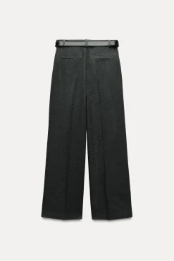 Discount PANTALÓN ANCHO CINTURÓN Mujer Pantalones