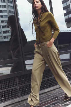 Outlet PANTALÓN ANCHO CINTURÓN LAZO Mujer Pantalones