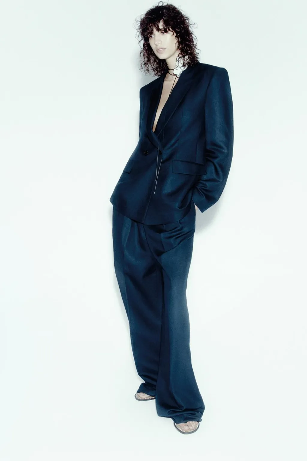 Hot PANTALÓN ANCHO CON LINO Mujer Pantalones