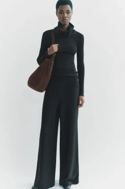 New PANTALÓN ANCHO CREPE Mujer Pantalones