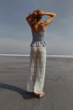 Fashion PANTALÓN ANCHO CROCHET Mujer Pantalones|Cárdigan / Jerséis