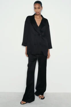 Sale PANTALÓN ANCHO EFECTO ARRUGADO Mujer Pantalones