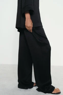 Sale PANTALÓN ANCHO EFECTO ARRUGADO Mujer Pantalones