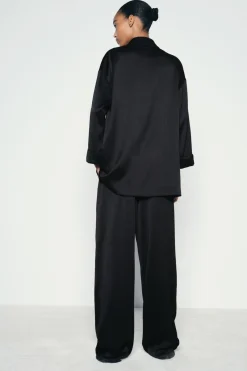 Sale PANTALÓN ANCHO EFECTO ARRUGADO Mujer Pantalones