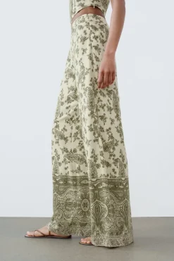 Discount PANTALÓN ANCHO ESTAMPADO Mujer Pantalones