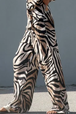 Clearance PANTALÓN ANCHO ESTAMPADO ANIMAL Mujer Pantalones