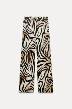 Clearance PANTALÓN ANCHO ESTAMPADO ANIMAL Mujer Pantalones