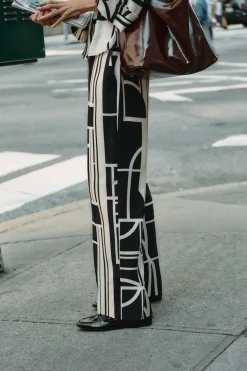 New PANTALÓN ANCHO ESTAMPADO GEOMÉTRICO Mujer Pantalones