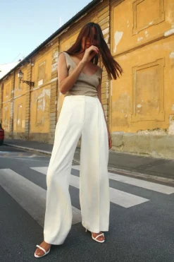 Fashion PANTALÓN ANCHO PINZAS Mujer Pantalones