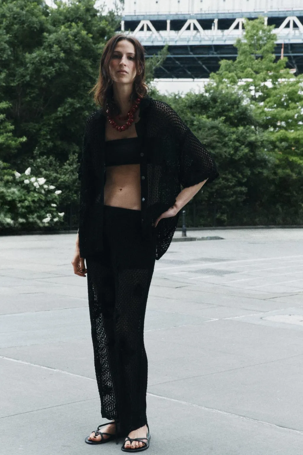 Sale PANTALÓN ANCHO PUNTO Mujer Pantalones