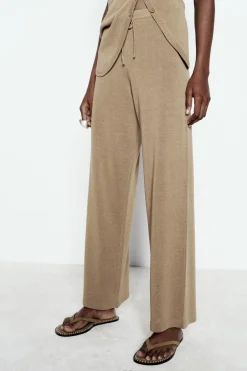 New PANTALÓN ANCHO PUNTO Mujer Pantalones|Cárdigan / Jerséis