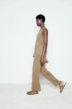 New PANTALÓN ANCHO PUNTO Mujer Pantalones|Cárdigan / Jerséis