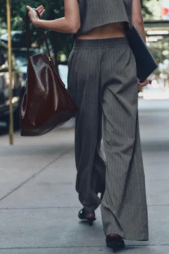 Outlet PANTALÓN ANCHO RAYA DIPLOMÁTICA Mujer Pantalones