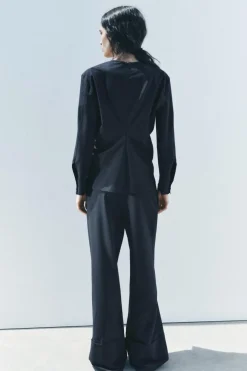 Sale PANTALÓN ANCHO RAYAS ZW COLLECTION Mujer Pantalones