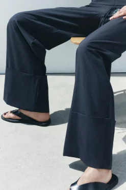 Sale PANTALÓN ANCHO RAYAS ZW COLLECTION Mujer Pantalones