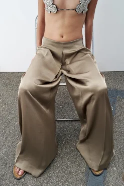 Discount PANTALÓN ANCHO SATINADO Mujer Pantalones