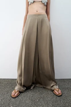 Discount PANTALÓN ANCHO SATINADO Mujer Pantalones