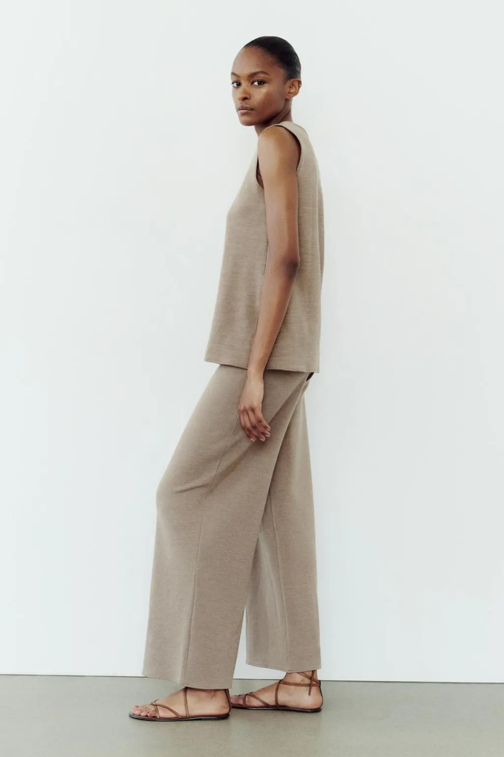 Discount PANTALÓN ANCHO SOFT PIQUÉ Mujer Pantalones