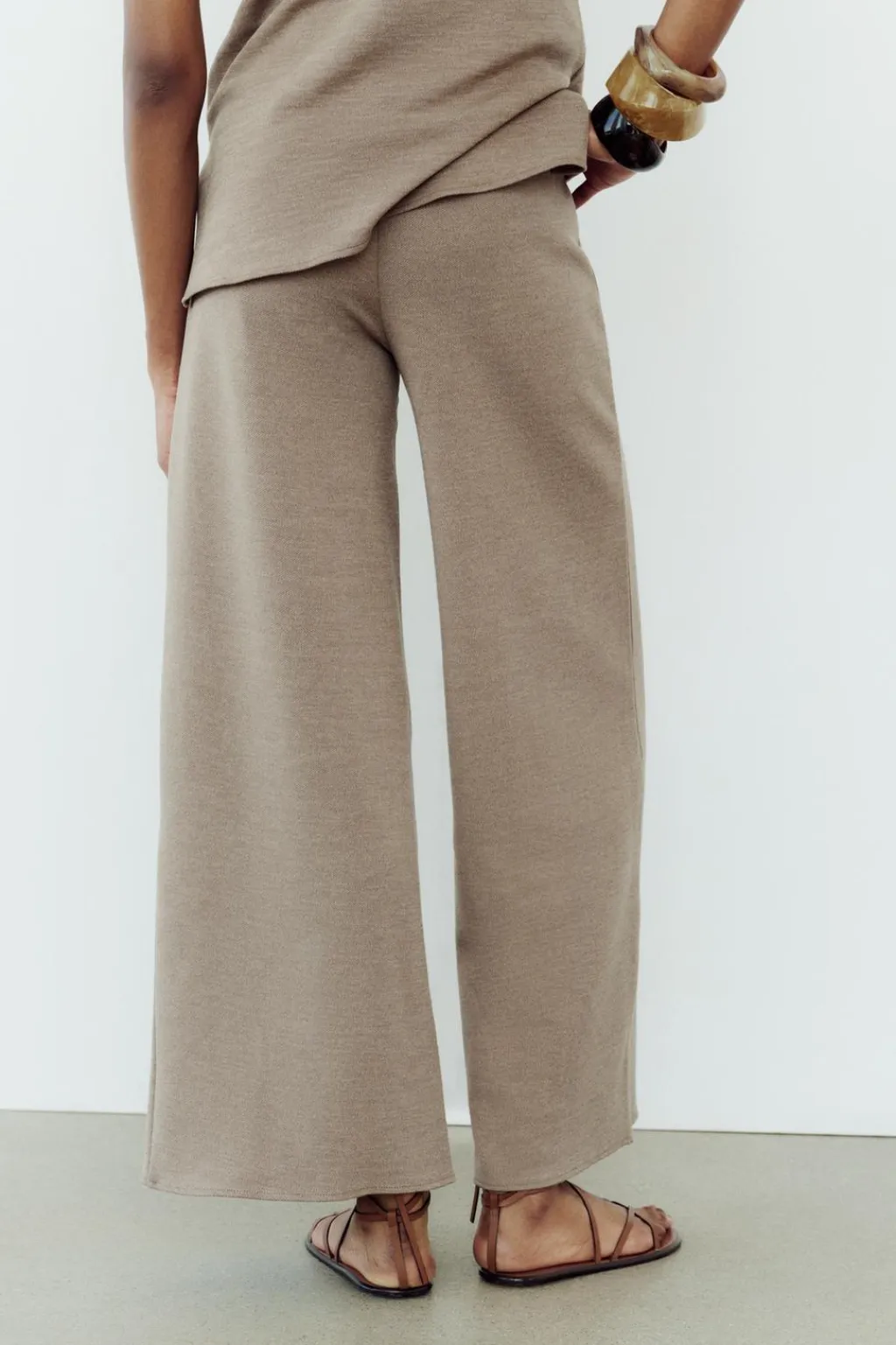 Discount PANTALÓN ANCHO SOFT PIQUÉ Mujer Pantalones