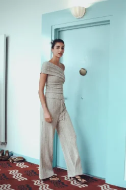 Online PANTALÓN ANCHO TEXTURA Mujer Pantalones