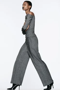 Fashion PANTALÓN ANCHO TEXTURA Mujer Pantalones