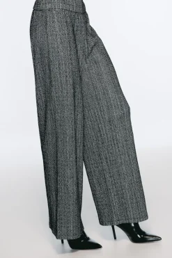 Fashion PANTALÓN ANCHO TEXTURA Mujer Pantalones