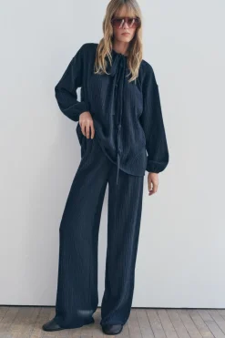 Clearance PANTALÓN ANCHO TEXTURA Mujer Pantalones